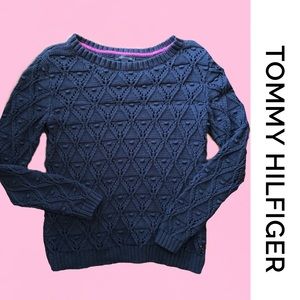 TOMMY HILFIGER  Navy Cable Knit Sweater M